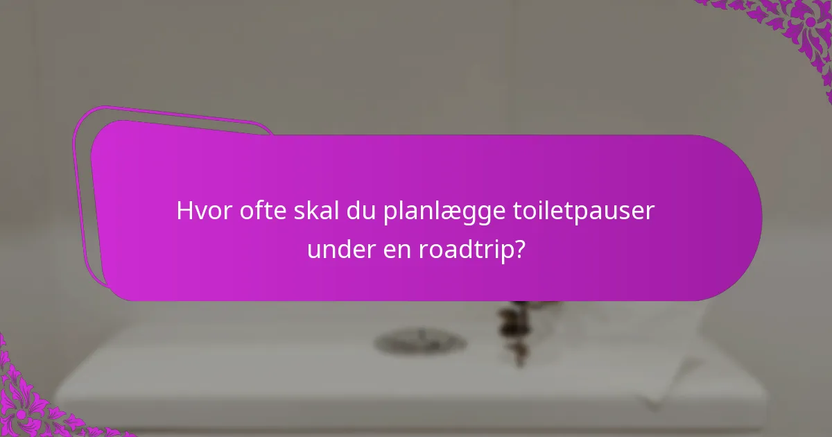 Hvor ofte skal du planlægge toiletpauser under en roadtrip?