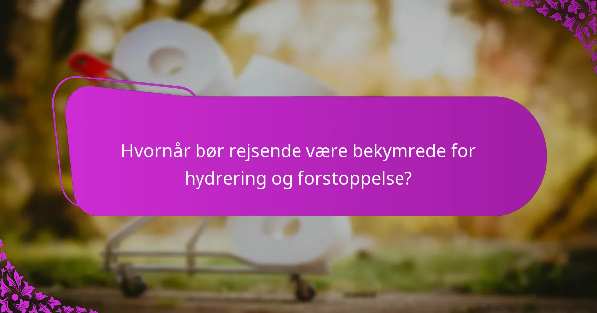 Hvornår bør rejsende være bekymrede for hydrering og forstoppelse?